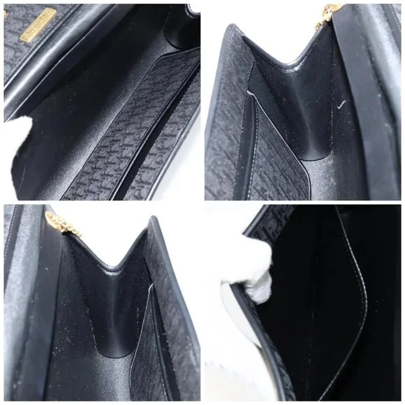 Christian Dior Trotter Canvas Chain Shoulder Bag Black Gold Auth - Picture 14 of 15